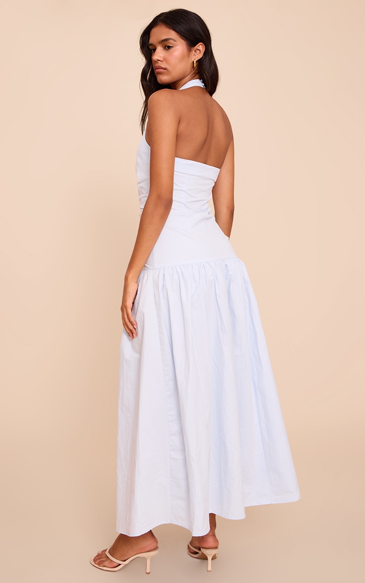 Blue Woven Ruched Detail Maxi Dress image 2