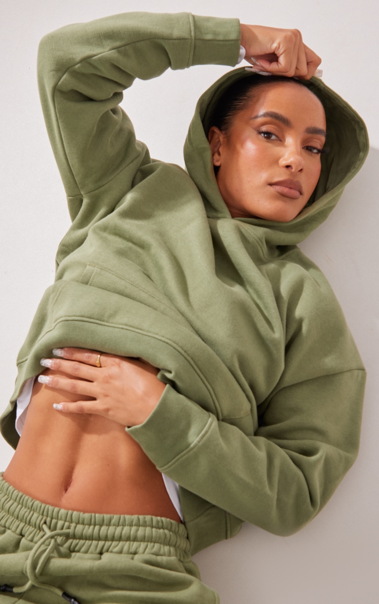 Premium Khaki Sports Academy Puff Print Oversized Hoodie image 4