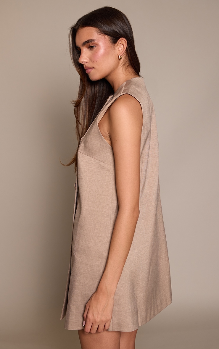 Tan Button Down Boxy Shift Dress image 2