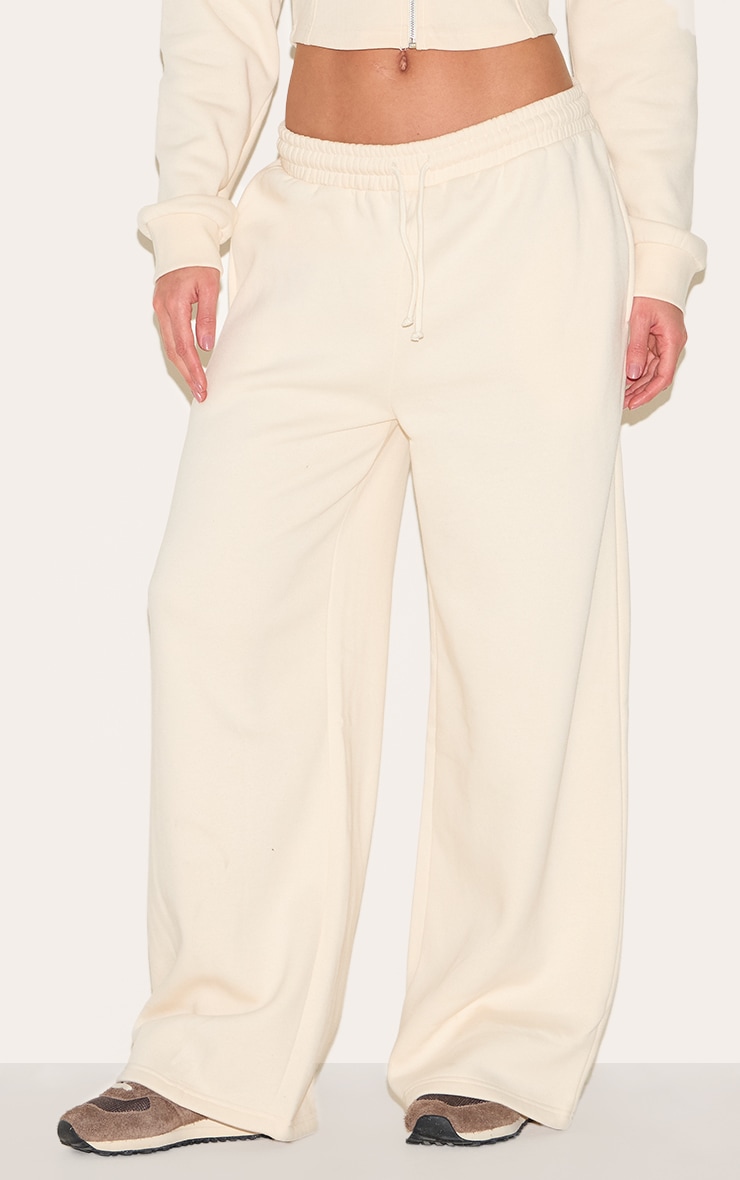 Tall Cream Mid Rise Wide Leg Track Pants image 1