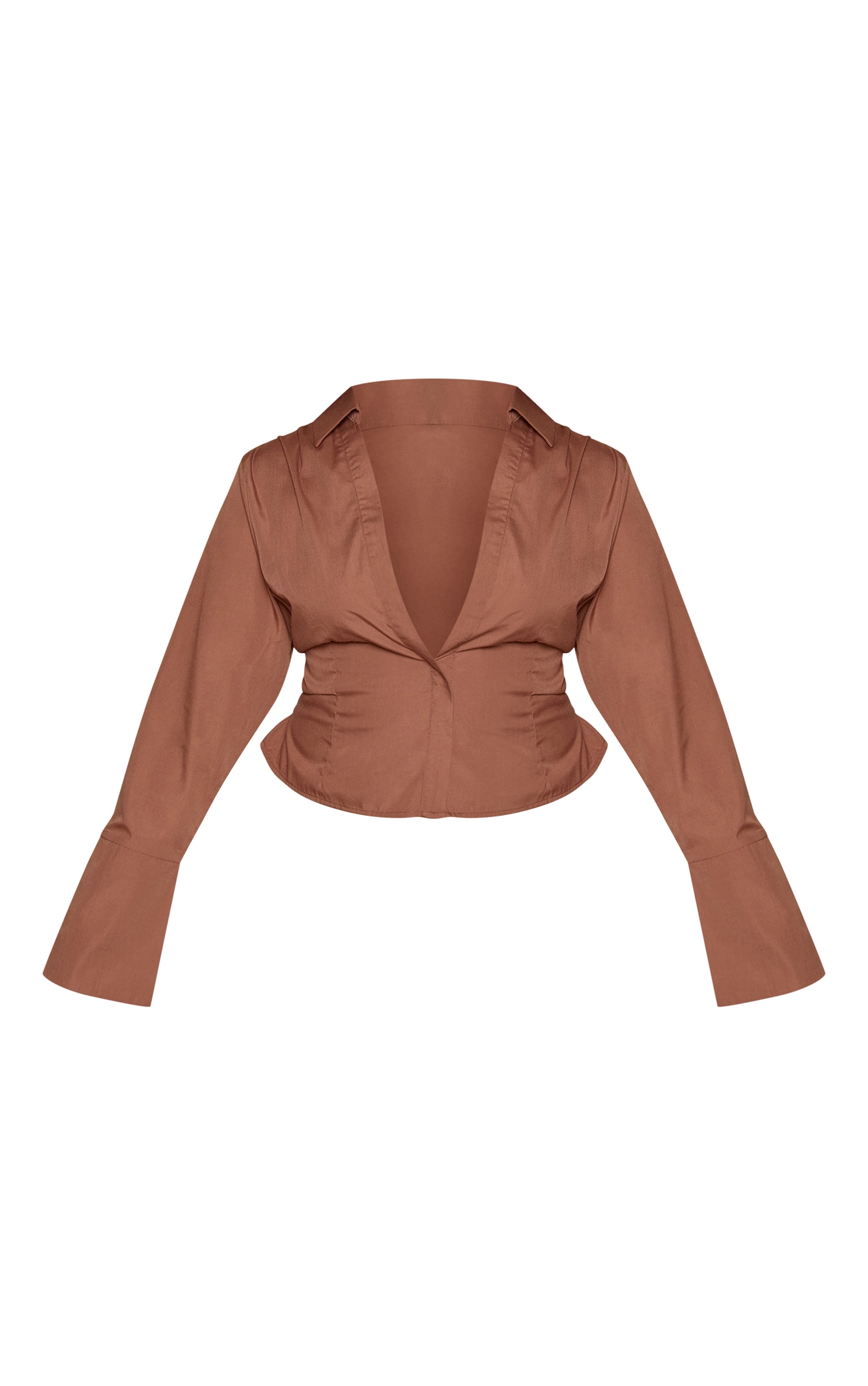 Plus Chocolate Cinched Tie Waist Shirt image 5