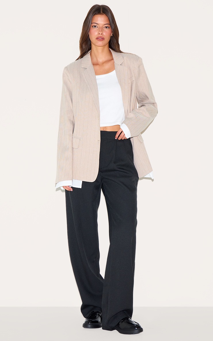 Pinstripe Tulip-Sleeve Belted Blazer main image 0