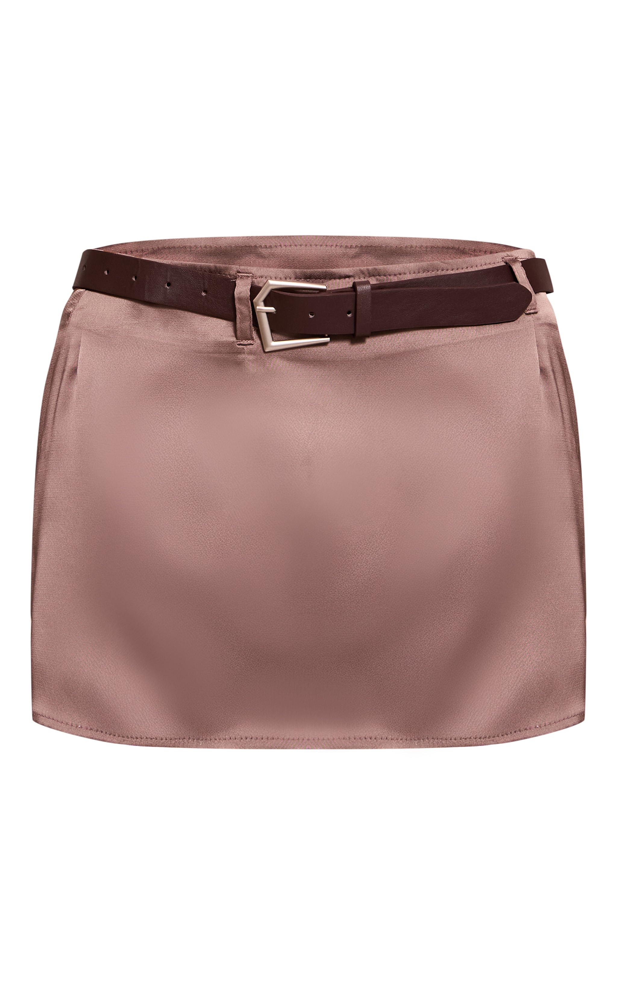 Brown Satin Belted Mini Skirt image 6
