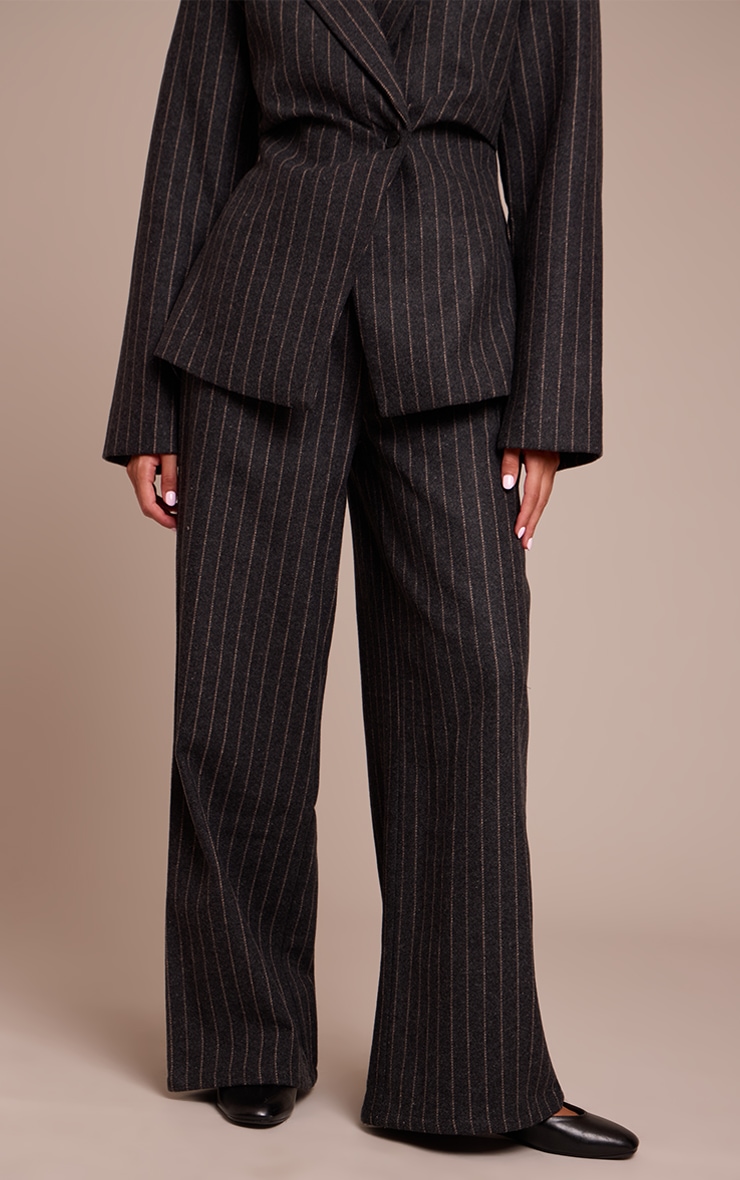 Charcoal Grey Brushed Pinstripe Pants image 2