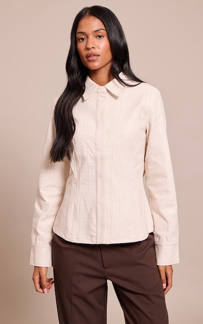 Tall Chemise cintrée en jean enduit crème imprimé serpent