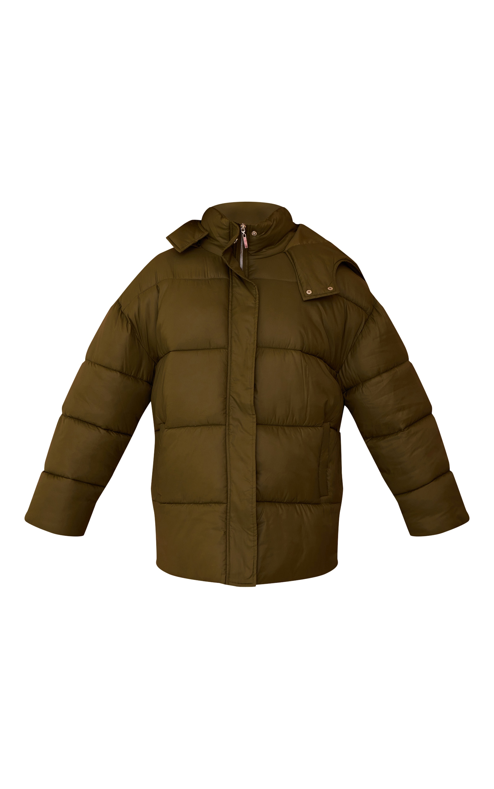 Olive Oversized Hooded Puffer Jacket image 5