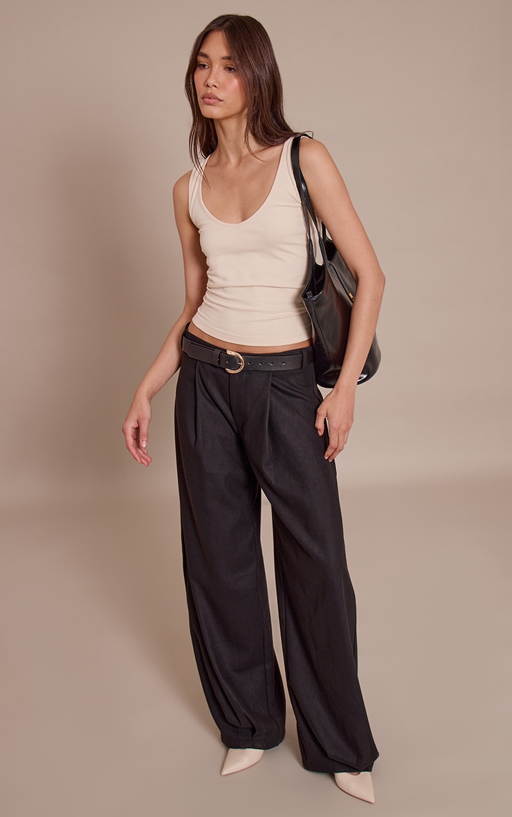 Oatmeal Soft Cotton V Neck Vest Top image 3