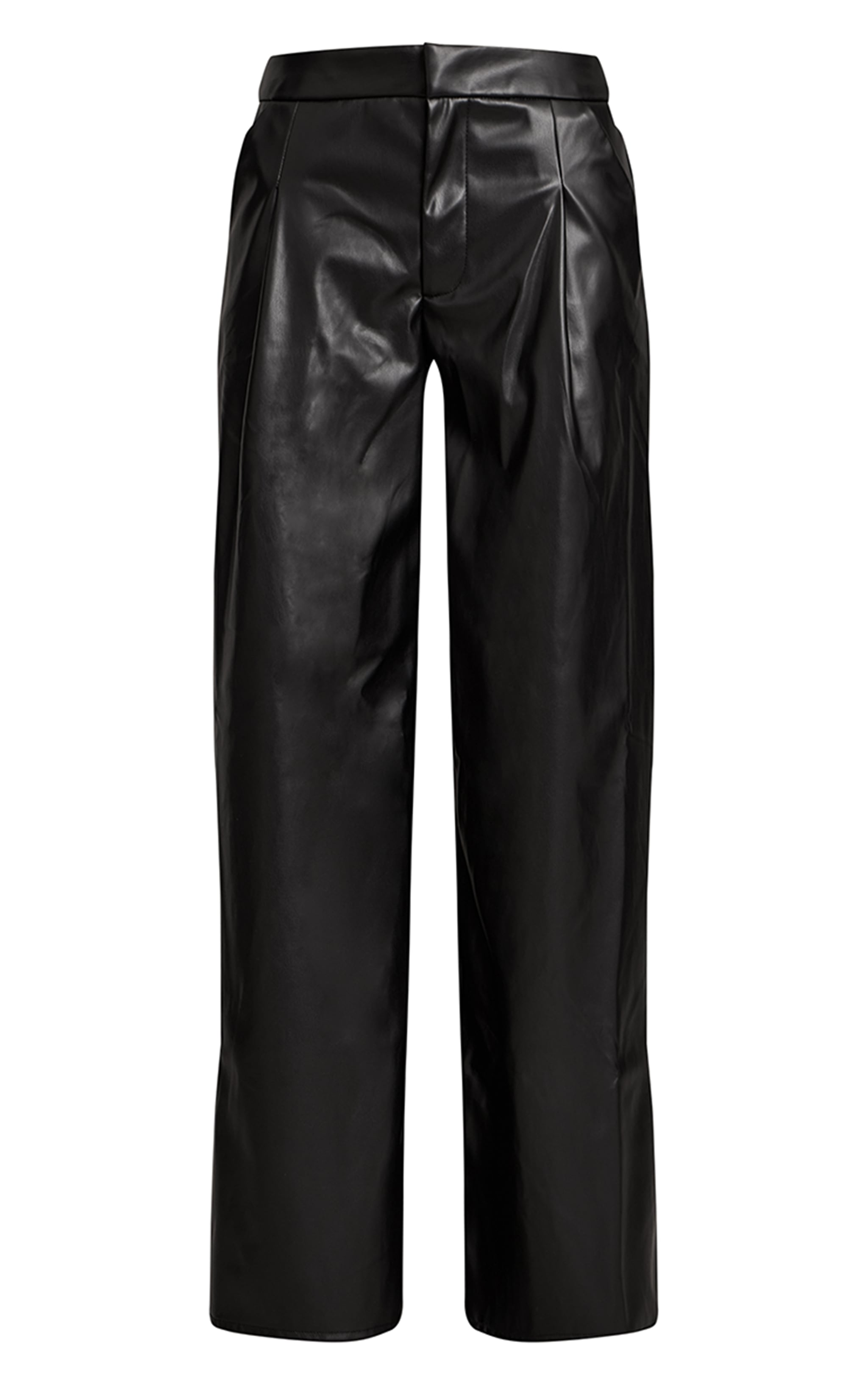 Black Pleated Faux Leather Pants image 5