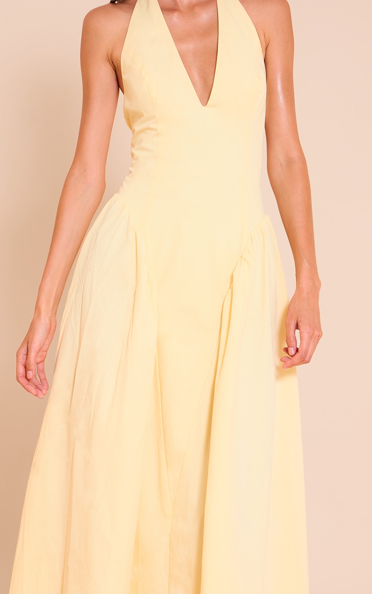 Lemon Woven Halterneck Plunge Midaxi Dress image 4