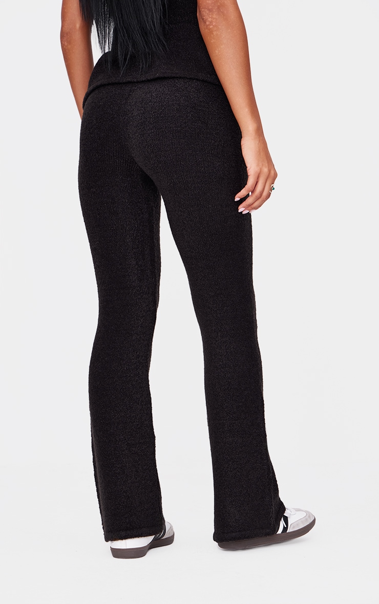 Black Soft Bobble Knit Wide Leg Pants image 1