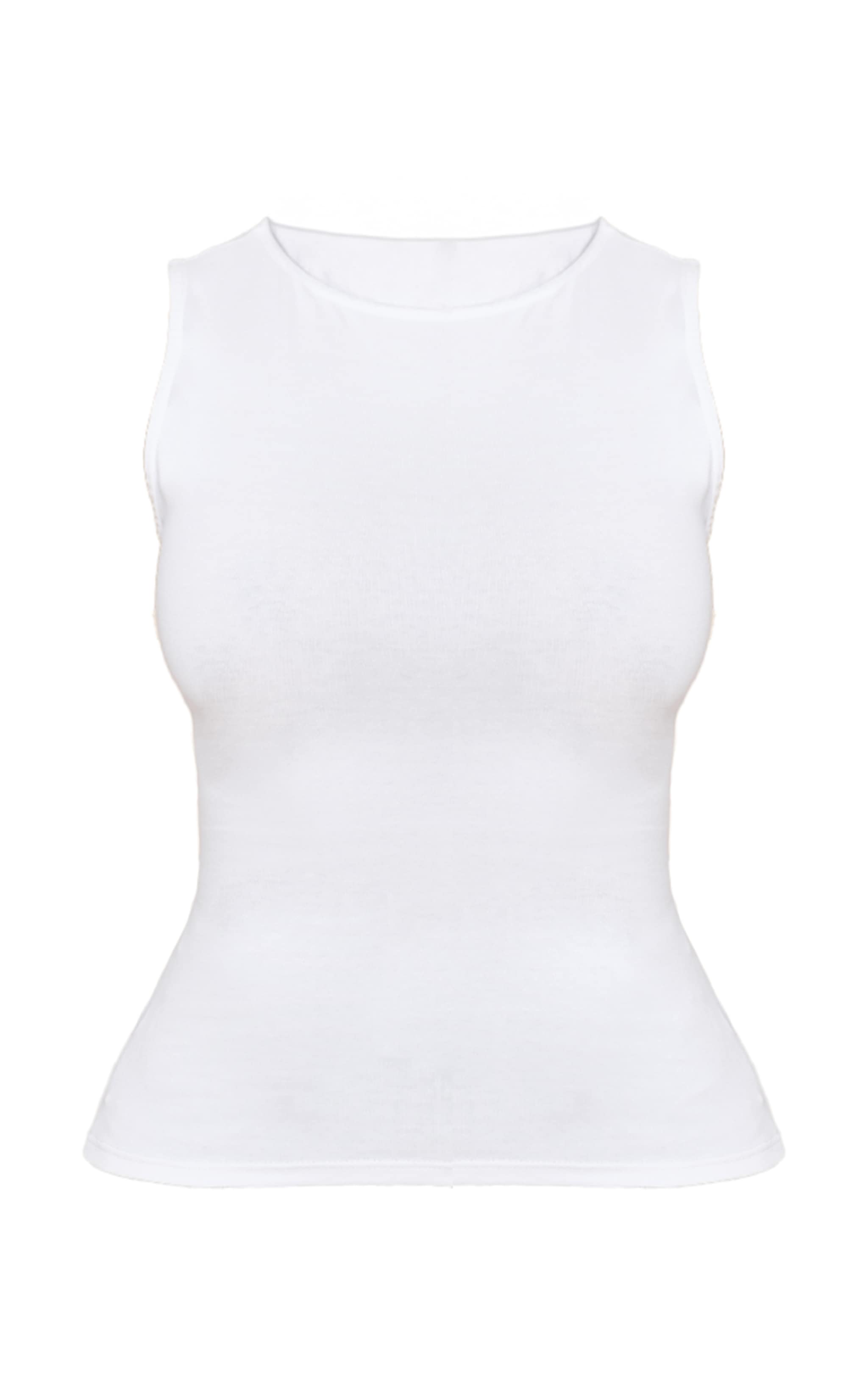 Shape White Boat Neck Tie Back Sleevless T-shirt image 5