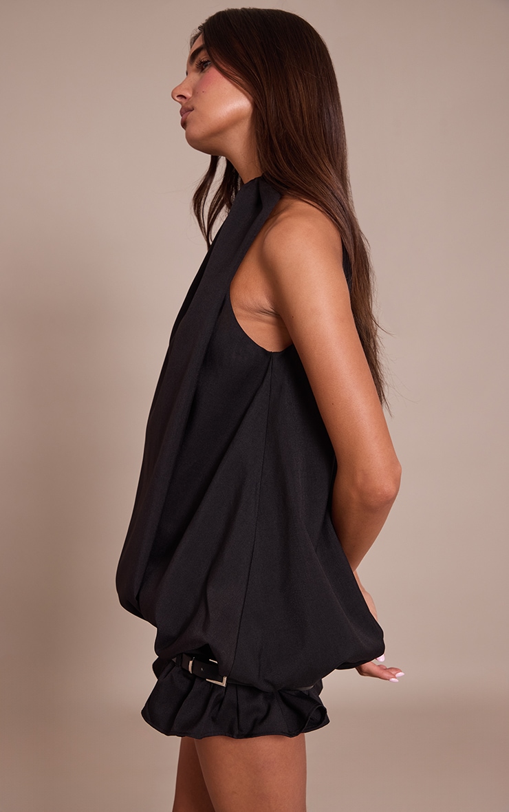 Black Puffball Belted Dress image 4