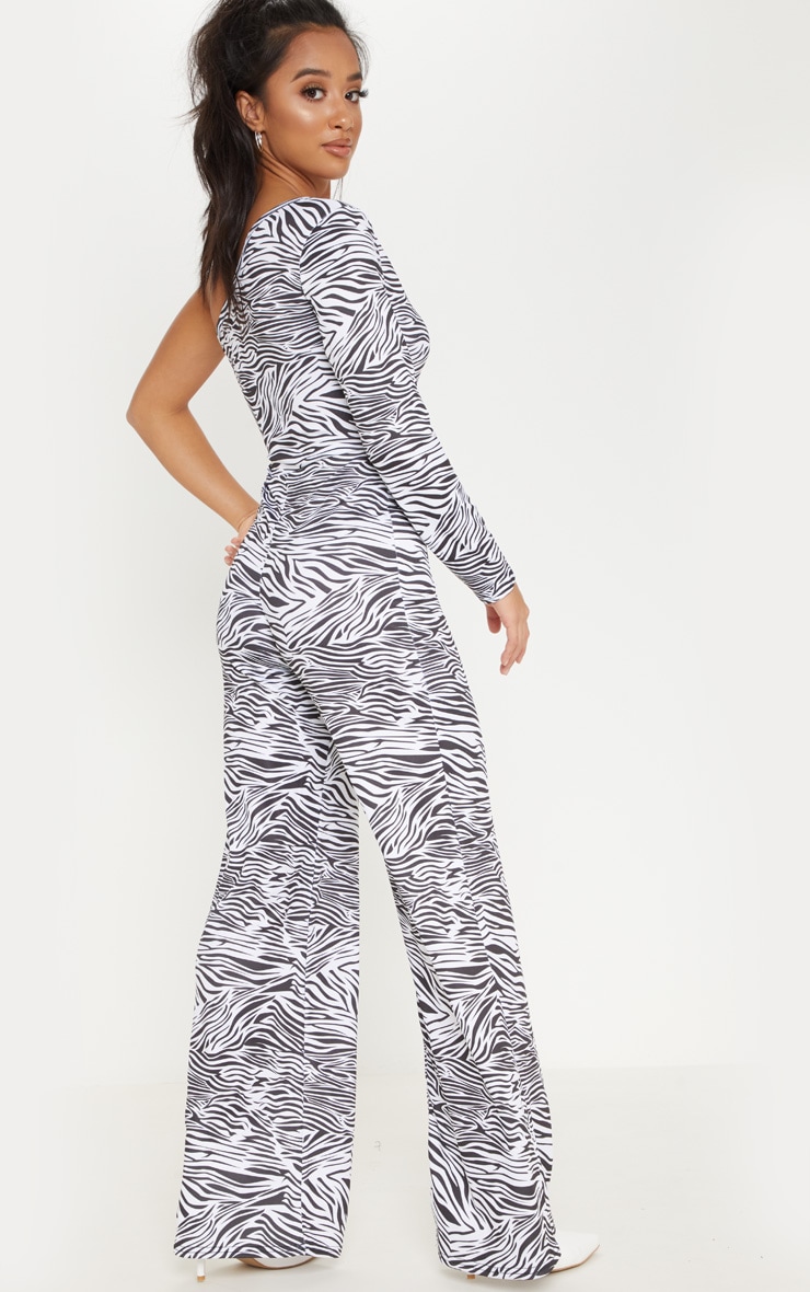 Petite White Zebra Print Jumpsuit Petite PrettyLittleThing