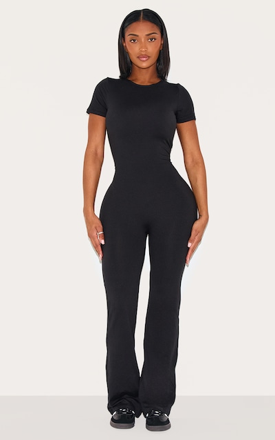 Shape Black Sculpted Short Sleeve Jumpsuit