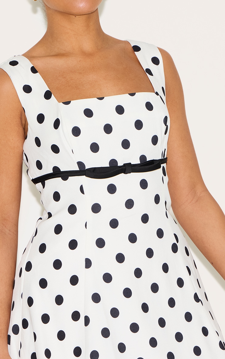 Shape White Polka Dot Under Bust Bow A-line Dress | Shape