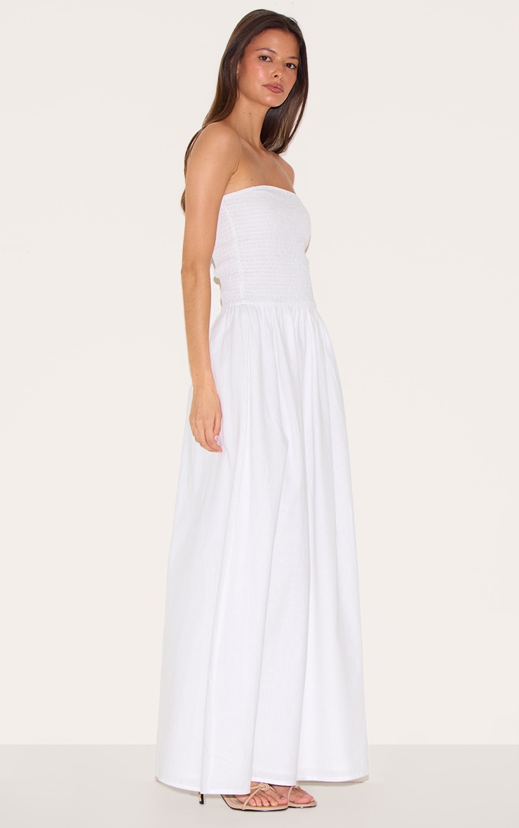Robe bustier longue blanche à détail froncé image 3