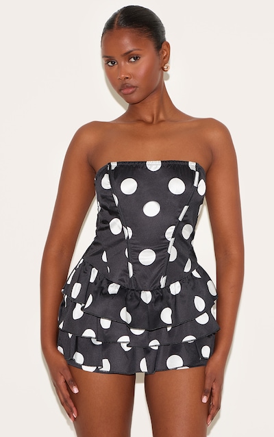 Black Polka Dot Rara Skort Woven Romper