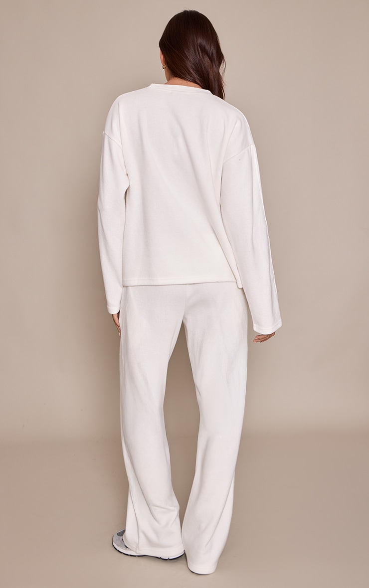 Cream Soft Rib Straight Leg Joggers image 3