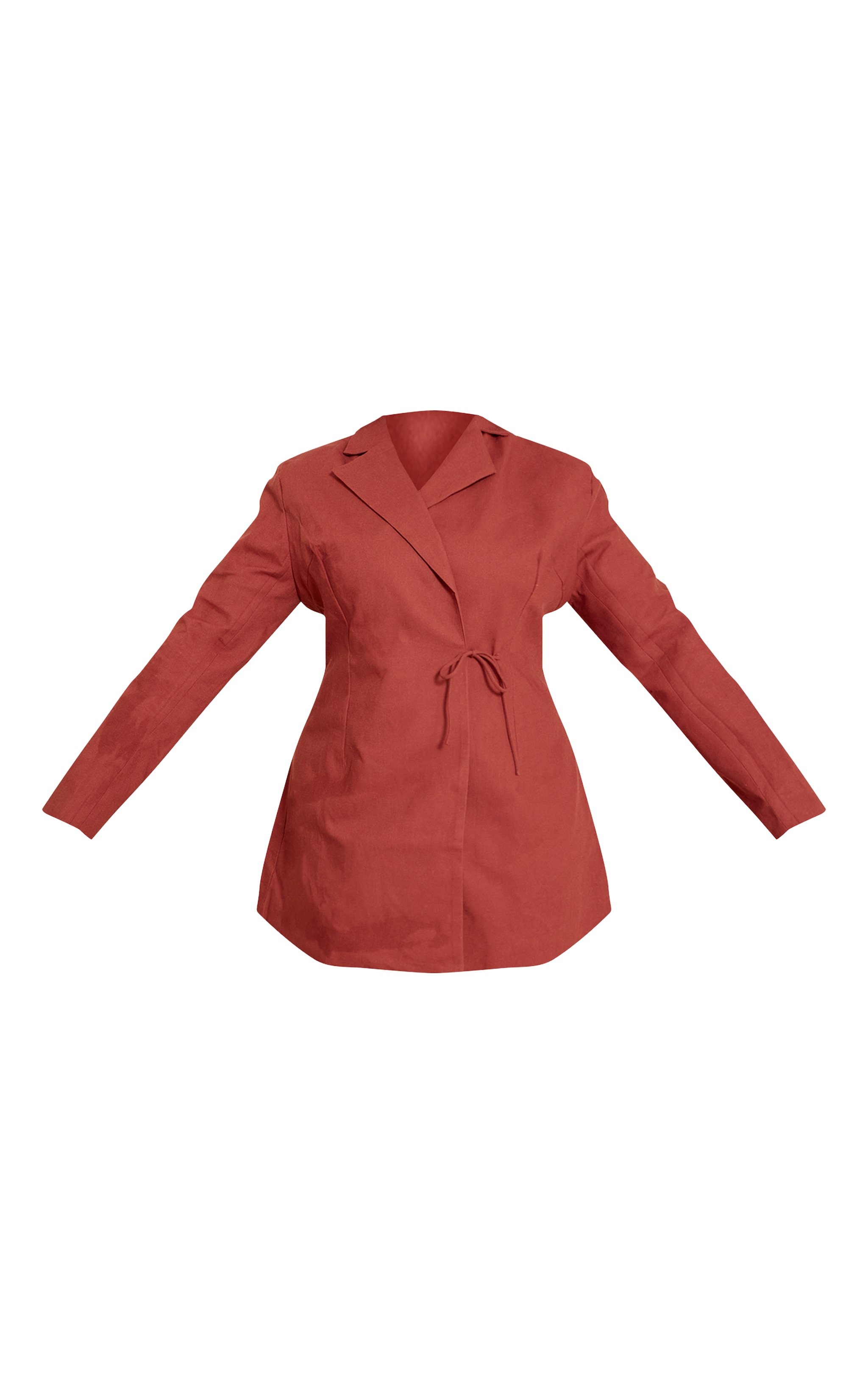 Plus Rust Linen Blend Tie Detail Blazer Dress image 5
