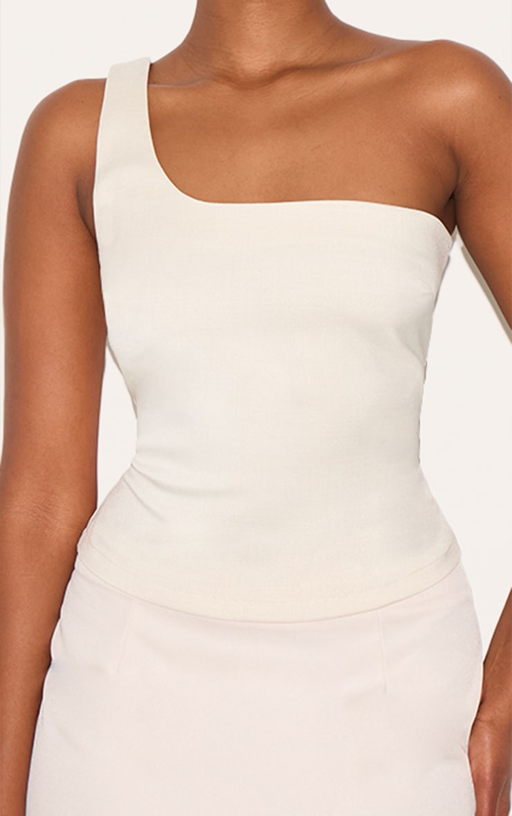 Cream Woven Asymmetric Top image 4