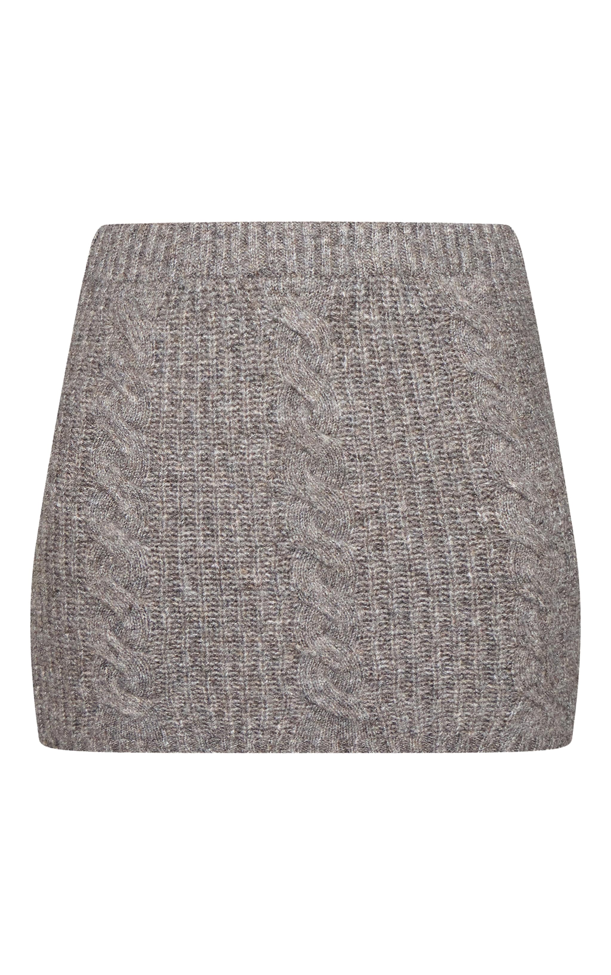 Dark Taupe Cable Knit Mini Skirt image 6