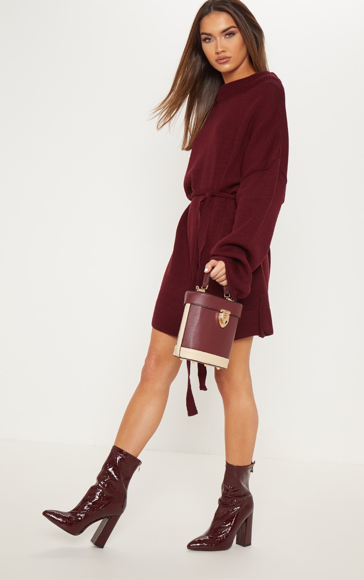 knitted belted dress