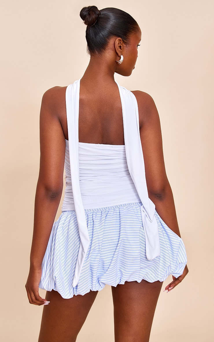 White Scarf Neck Bandeau Double Layer Jersey Top image 2