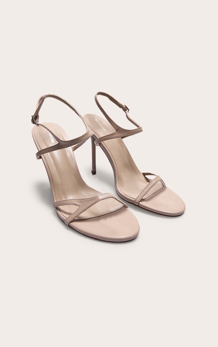 Mushroom Pu Round Toe Asymmetric Strap High Stiletto Heeled Sandals image 2