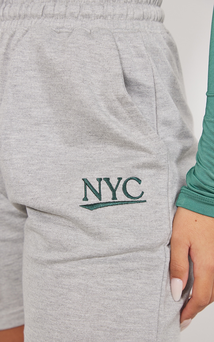Grey Marl Nyc Printed Longline Sweat Shorts image 5
