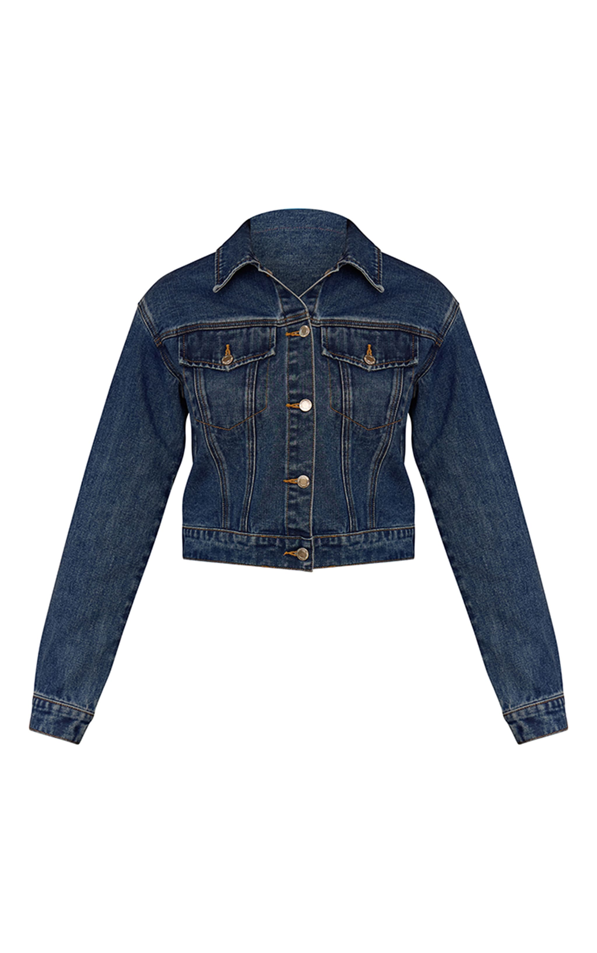 Veste ajustée en jean bleu foncé image 6