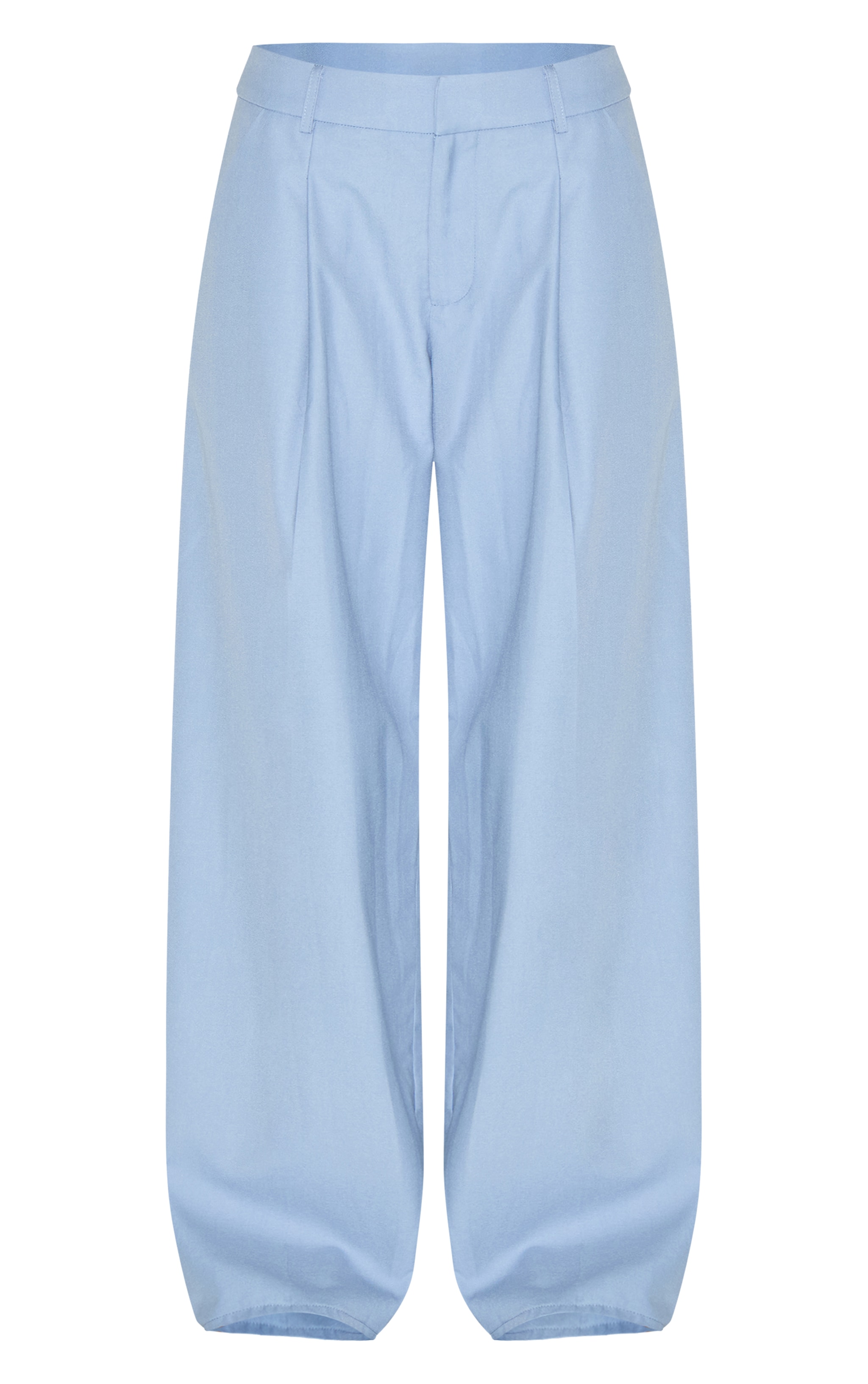 Sky Blue Woven Double Pleat Wide Leg Trouser | Bottoms