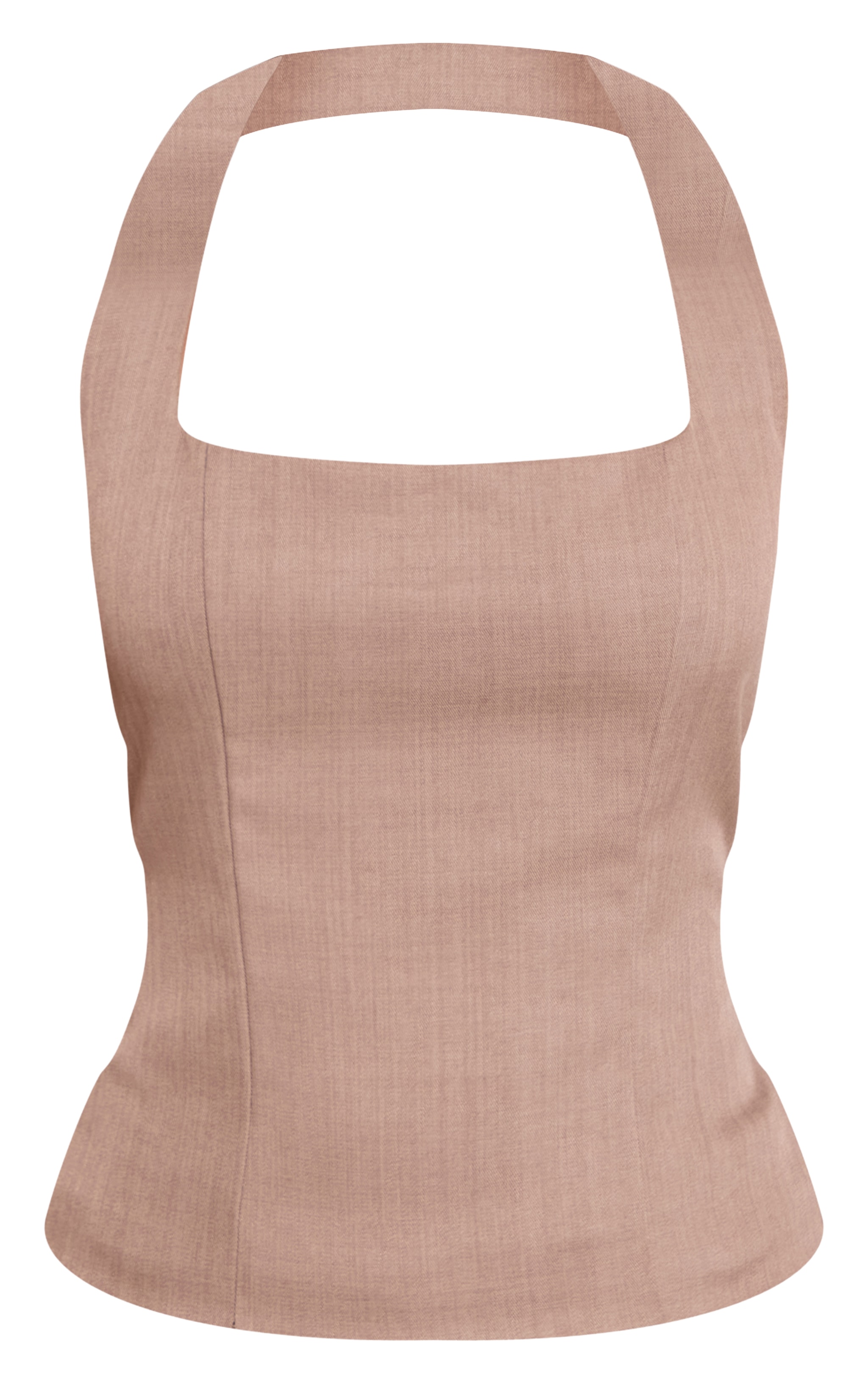 Petite Taupe Halterneck Tailored Top image 5