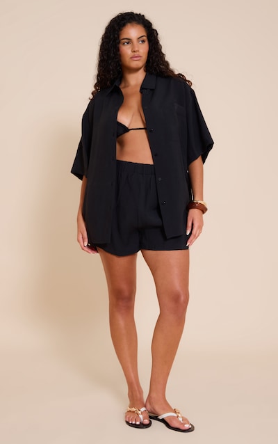 Plus Black Mid Rise Floaty Shorts