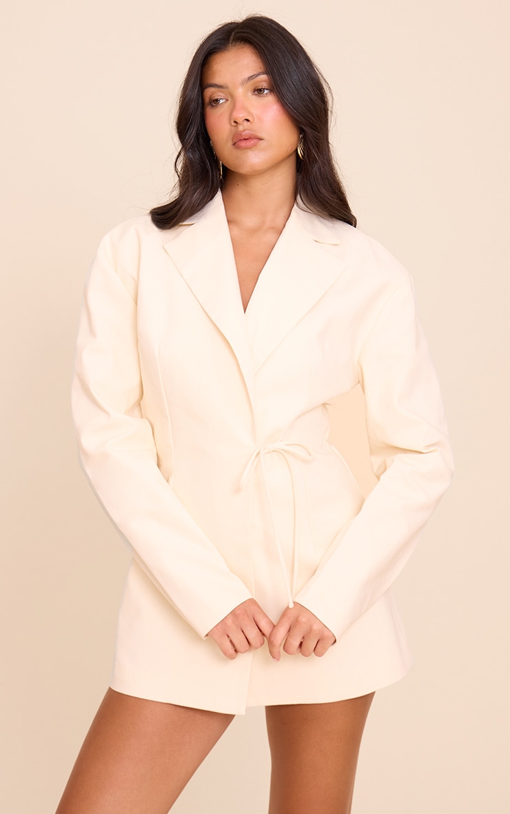 Cream Woven Wrap Blazer Playsuit image 1