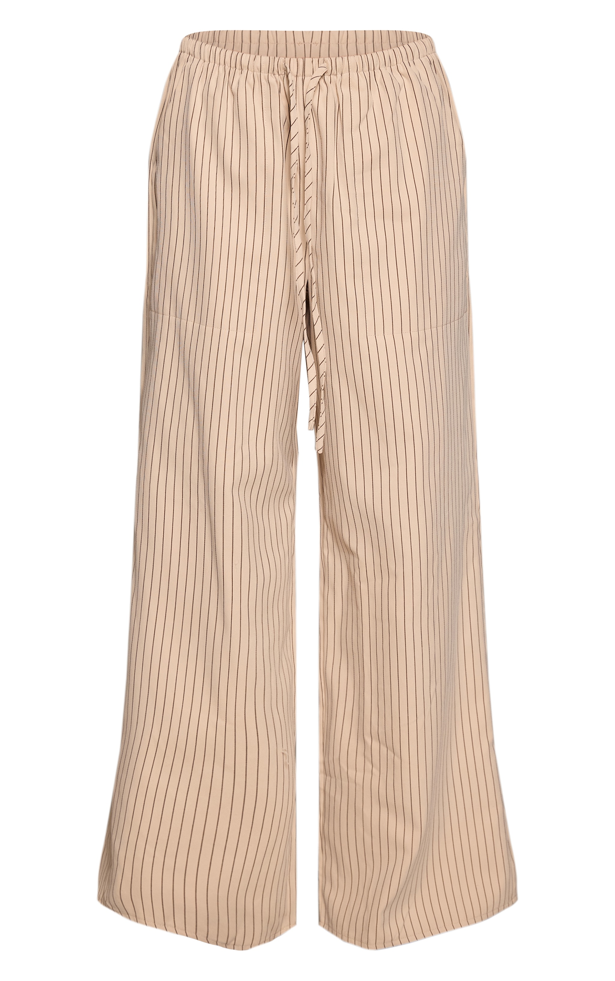 Cream Stripe Low Rise Wide Leg Drawstring Trousers image 5