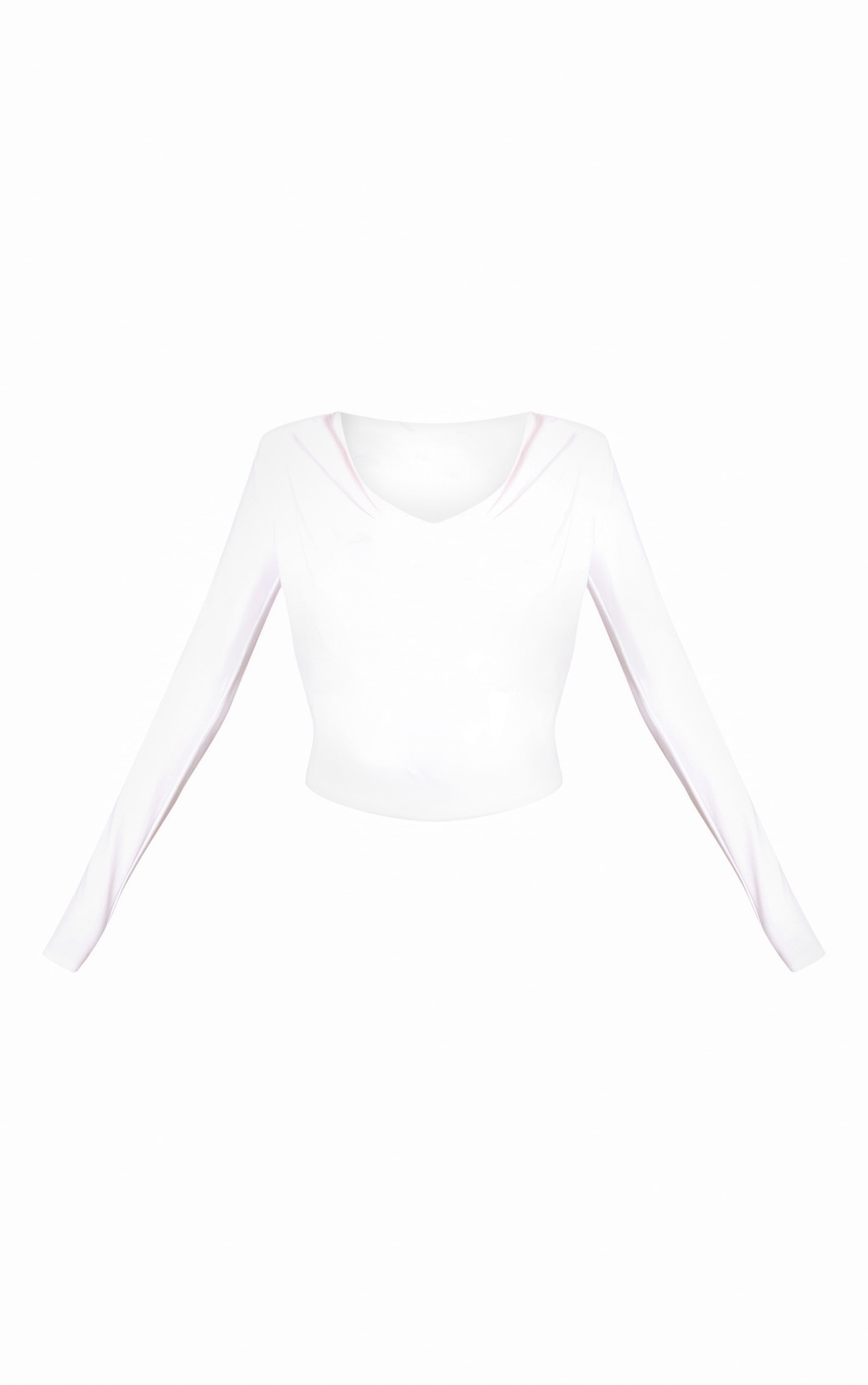 White Cotton Cowl Neck Shoulder Pad Long Sleeve Top  image 5