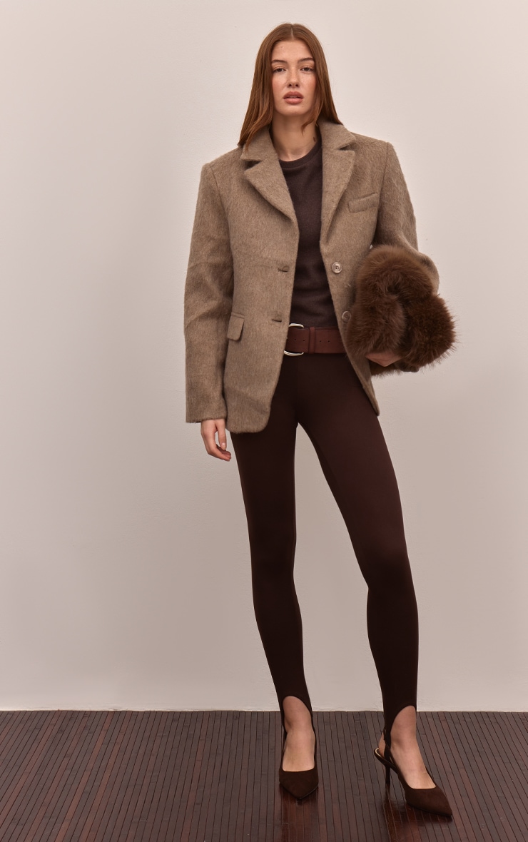 Mink Brushed Wool Look Oversized Blazer