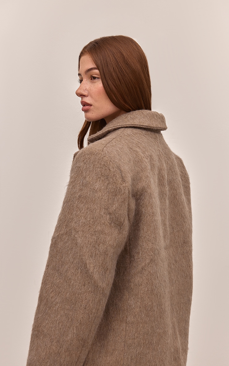 Mink Brushed Wool Look Oversized Blazer