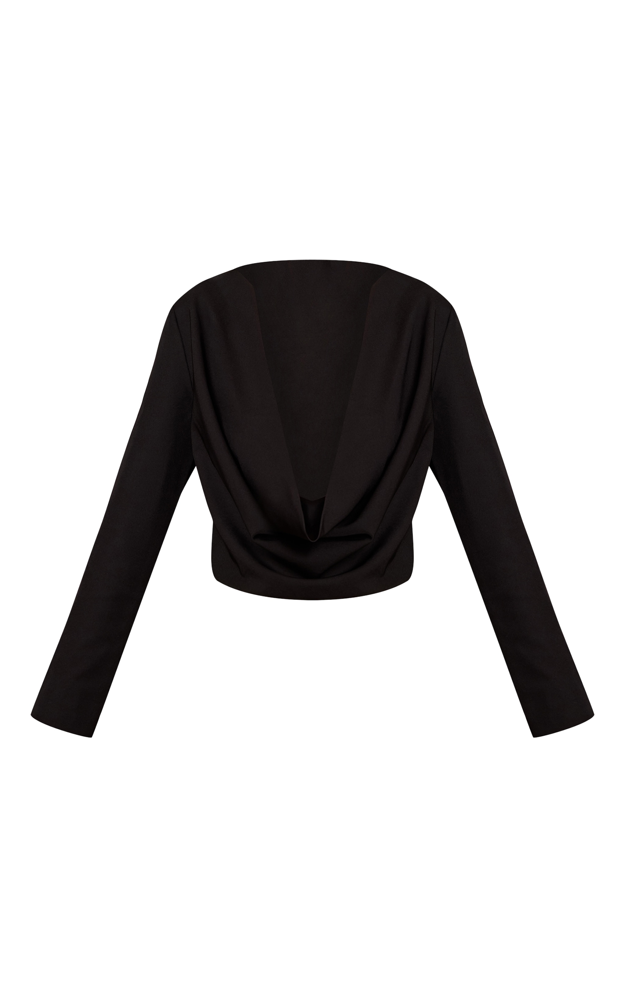 Black Woven Drape Plunge Top  image 5