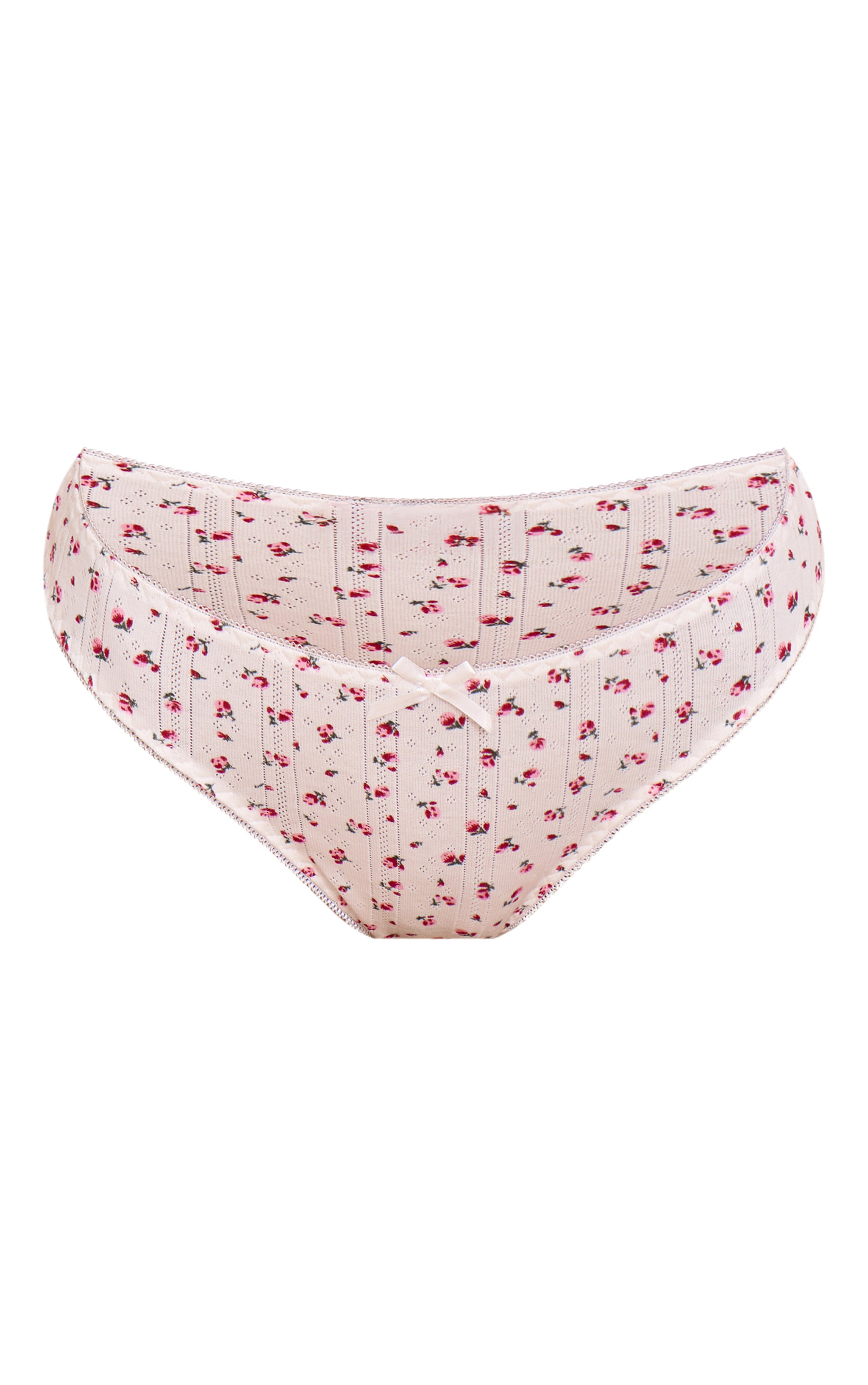 White Ditsy Pointelle Brazilian Panties image 5