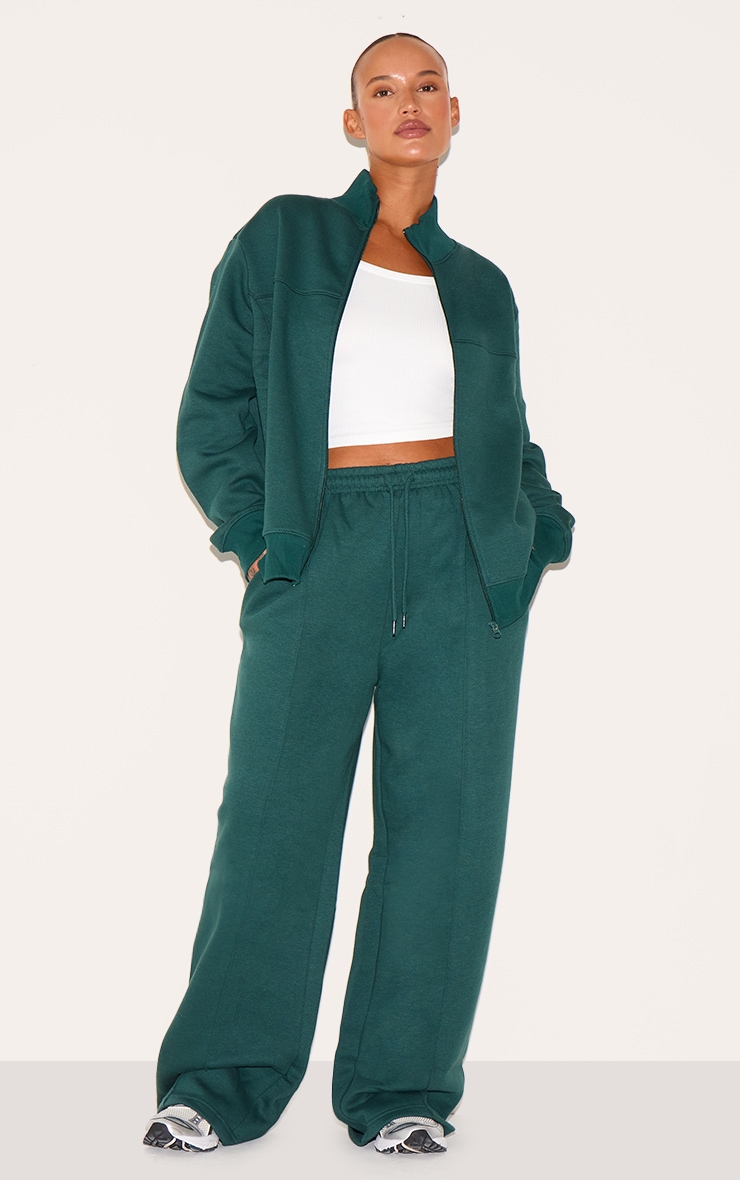 Plus Top de sport oversize vert forêt sans coutures à détail zip image 3