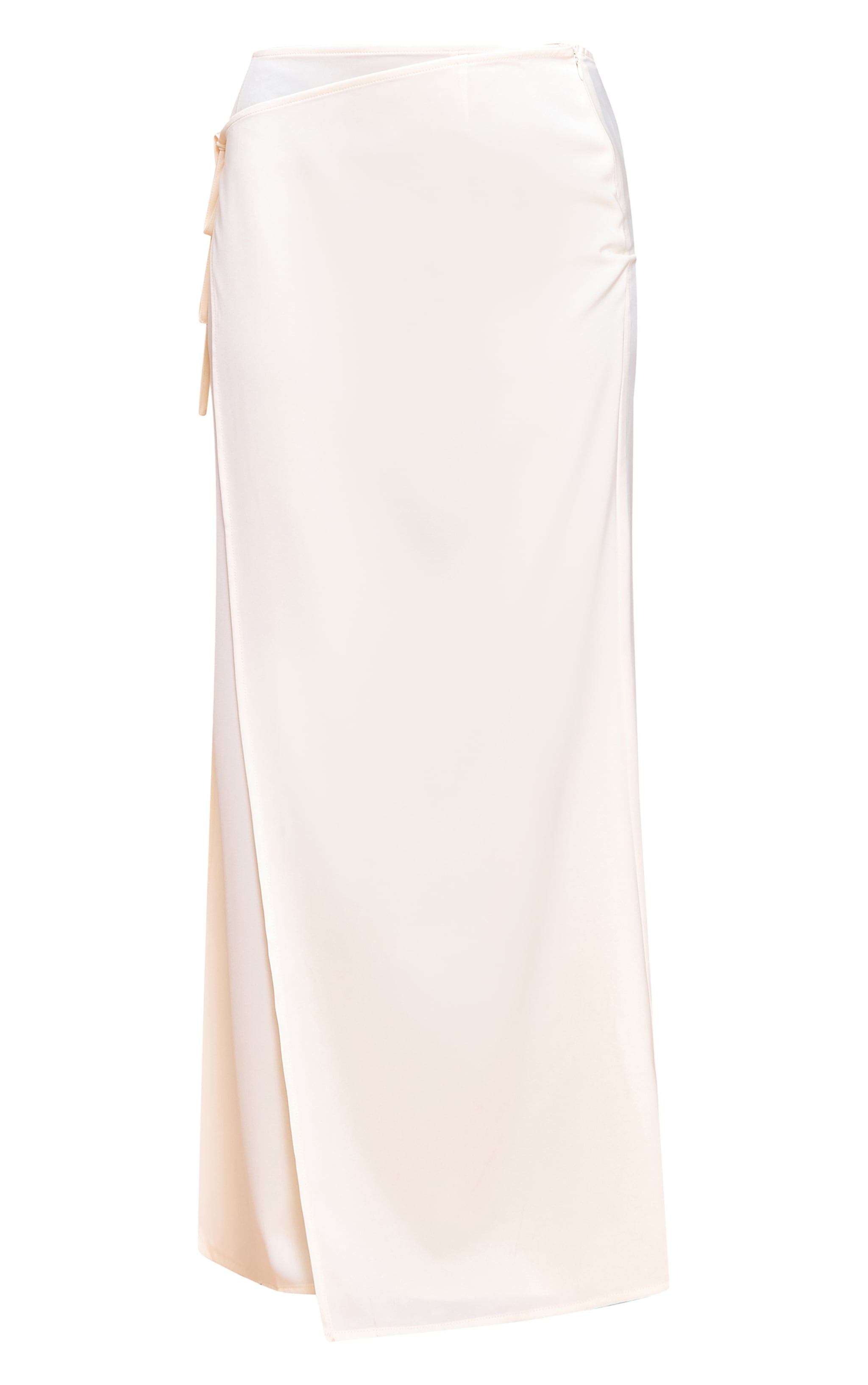 Cream Satin Wrap Maxi Skirt image 5