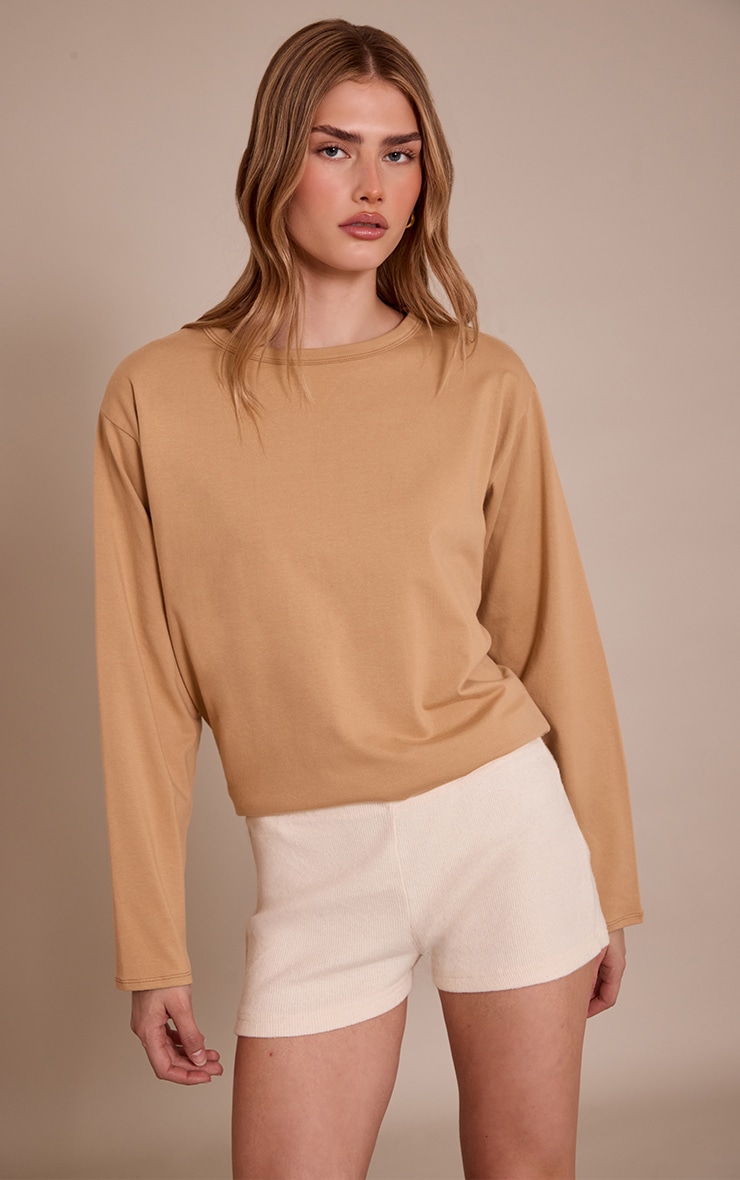 Cream Thick Brushed Rib Hot Pant image 1