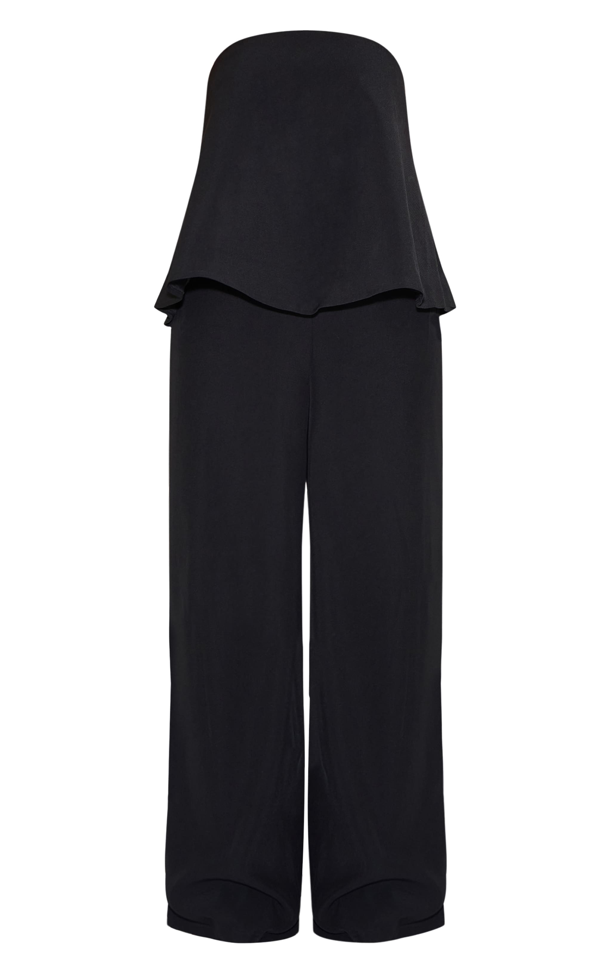Plus Black Structured Woven Peplum Straight Leg Jumpsuit image 5