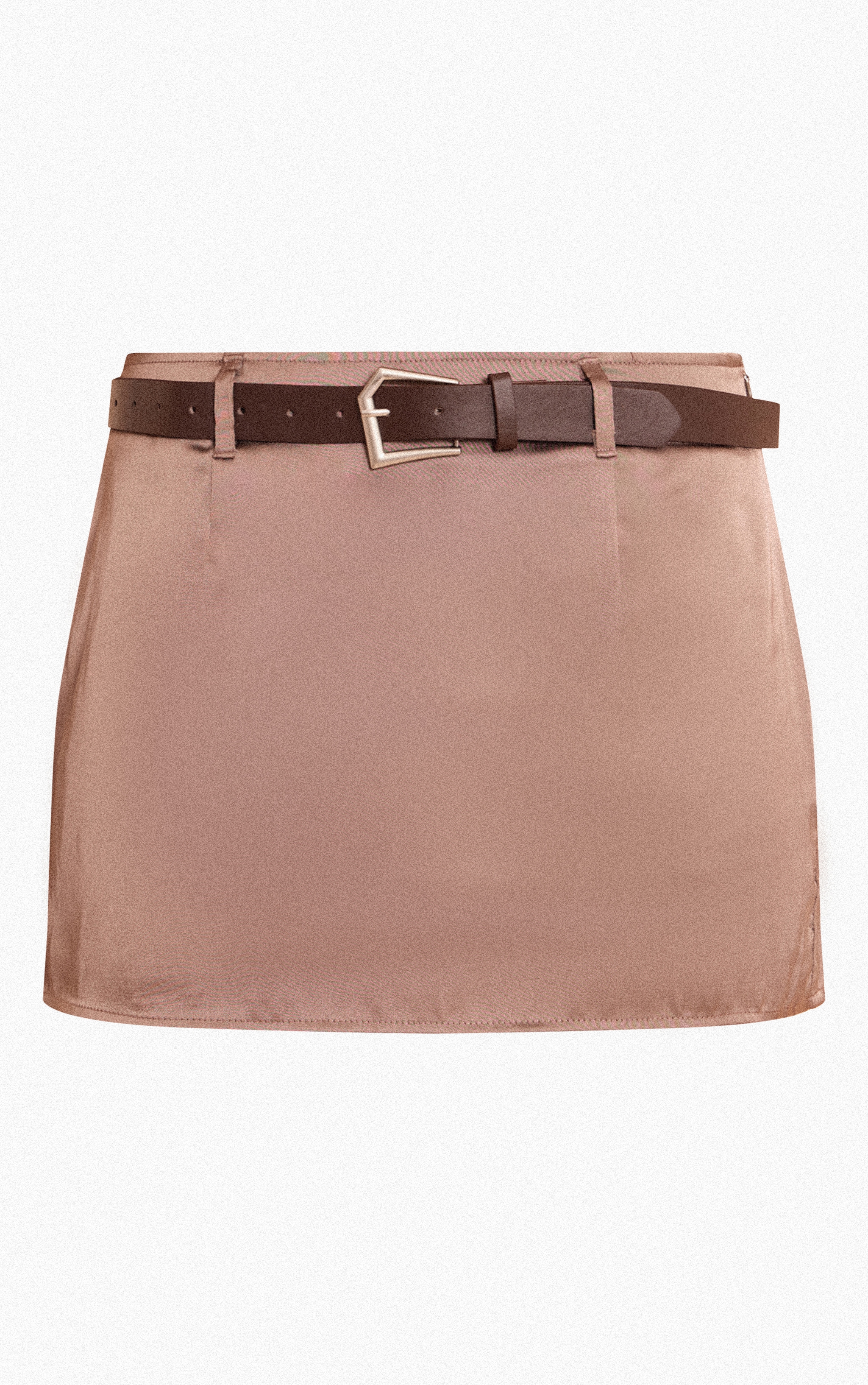 Marron Satiné Belted Mini  Jupe image 6