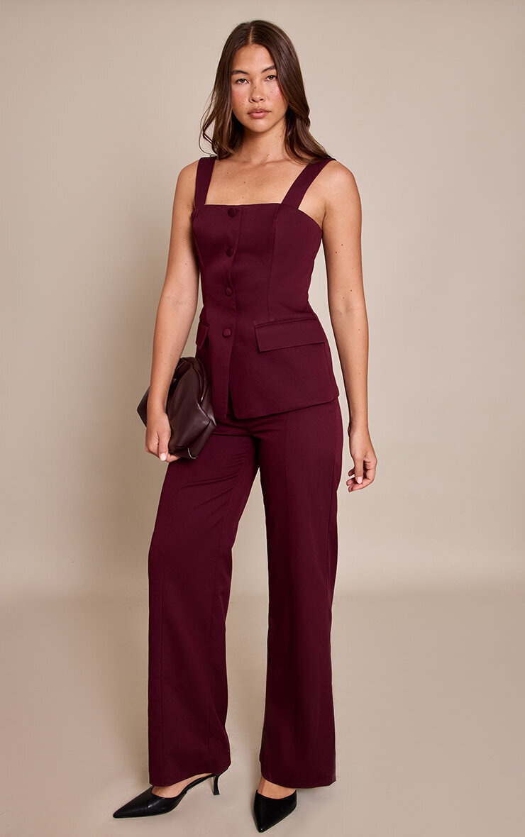 Dark Plum Button Detail Corset Waistcoat image 3