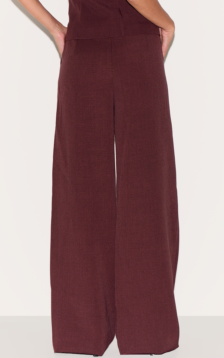  Wine Tailored Tie Detail Woven Wide Leg Pants image 3