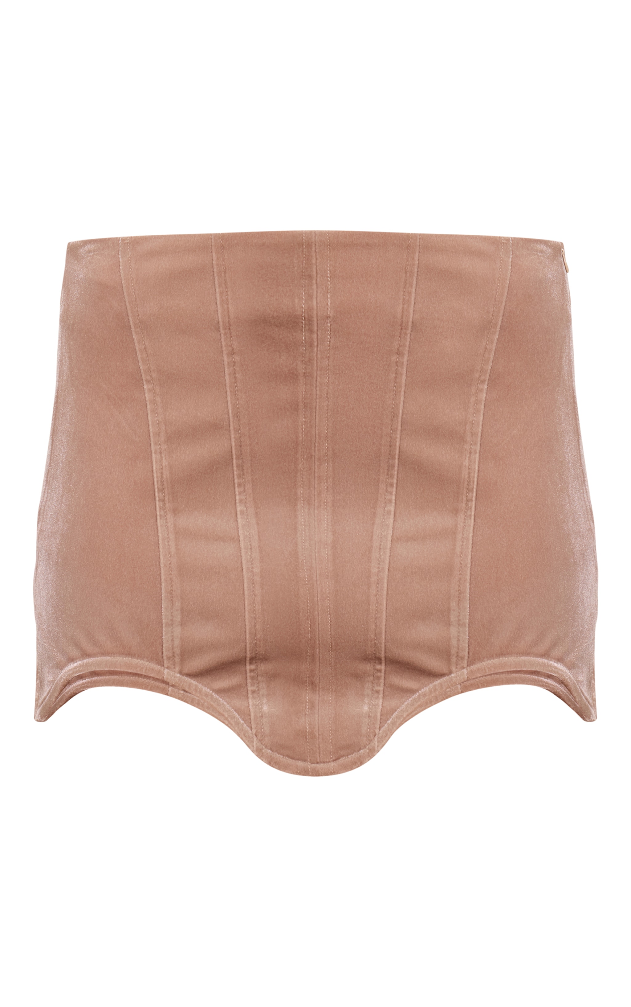 Sand Velvet Dip Hem Mini Skirt image 6