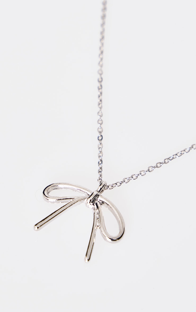 Silver Delicate Bow Necklace image 3