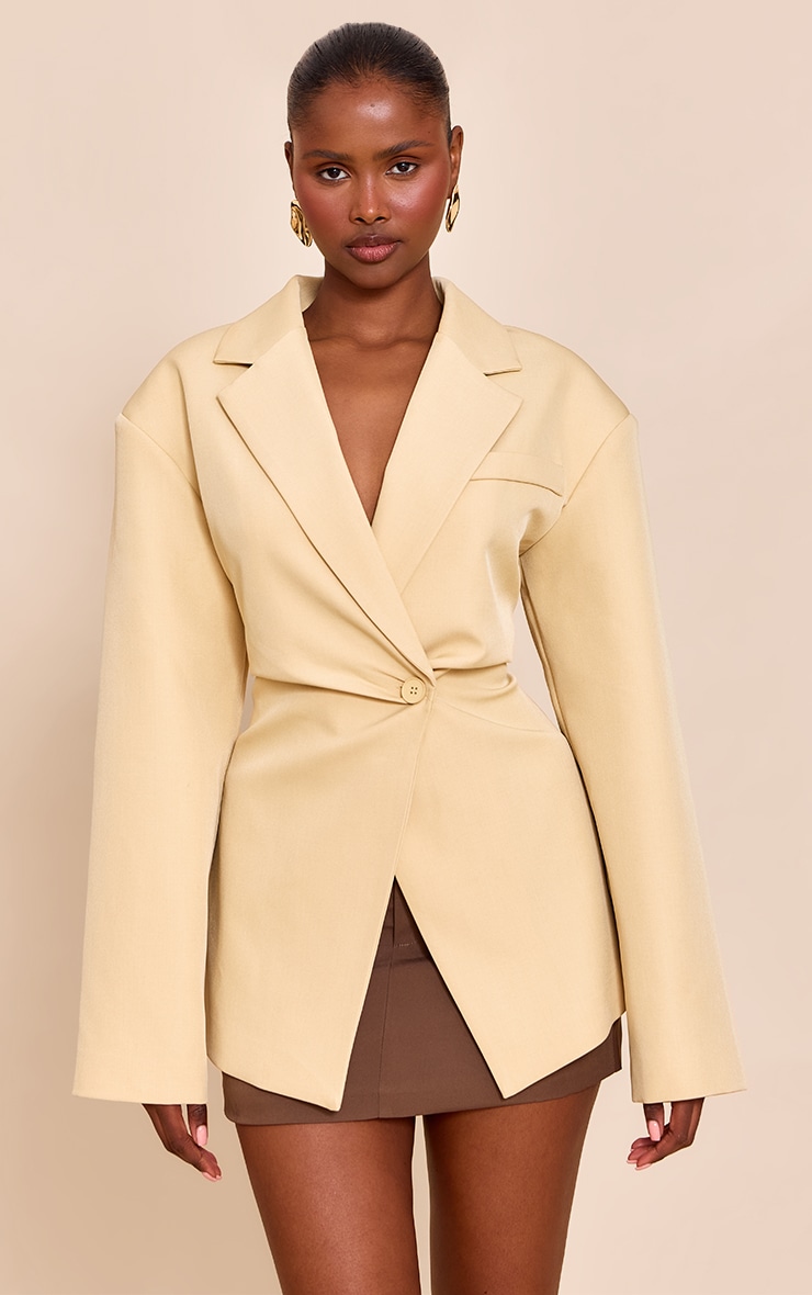 Butter Cream Tailored Cinched Waist Blazer image 1